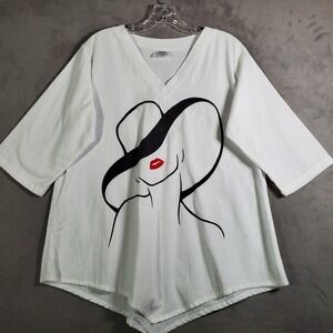 Cotton Made Casual Top Women M White Gauze Hat Lady Asymmetric Modern Boho Beach